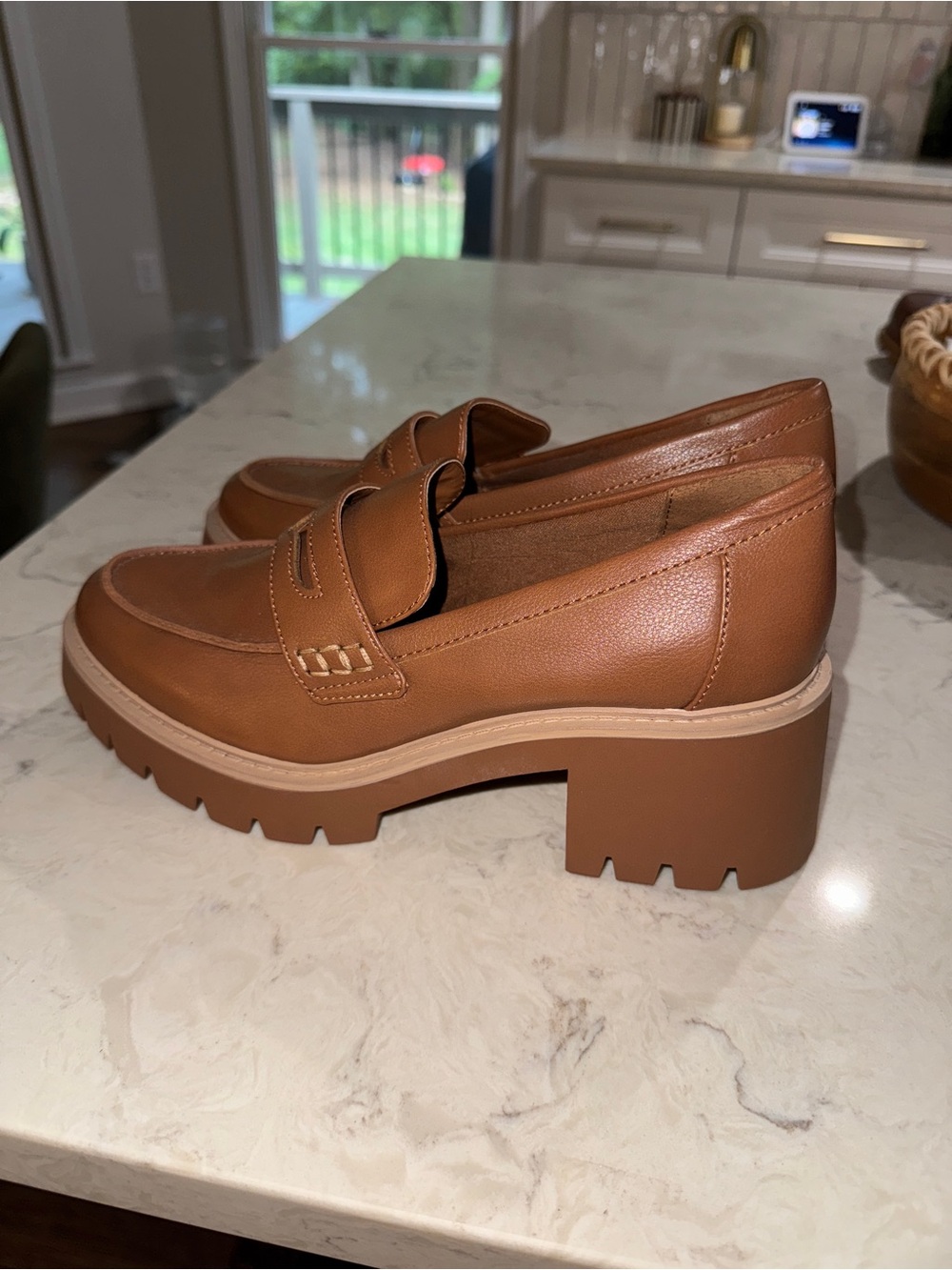 NWOT a.n.a brand women's chunky platform loafer - Cognac Brown